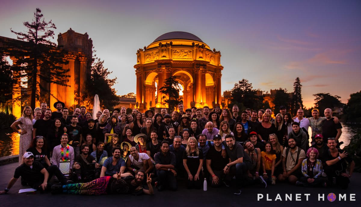 group of Planet Home attendees gathered in front of the Palace of Fine Arts in San Francisco