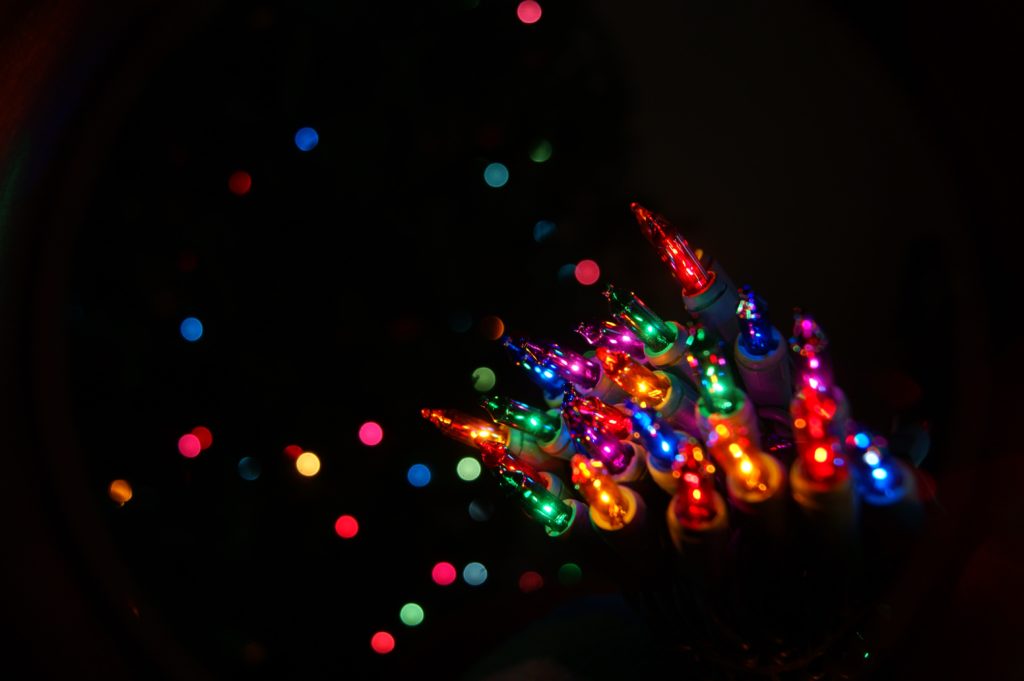 colorful stringed christmas lights