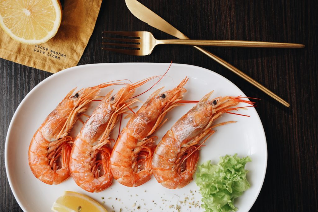 cooked prawns on a plate